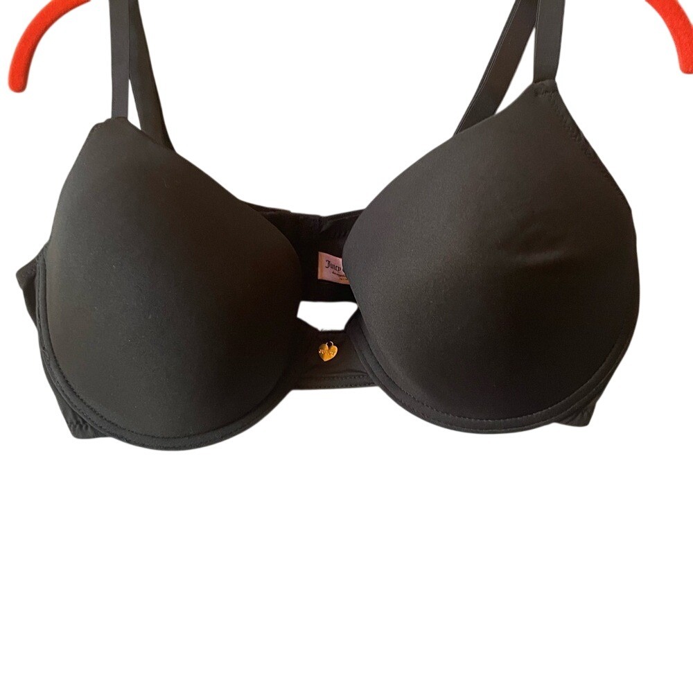 Juicy Couture Black Full Coverage Bra Heart Charm Size‎ 36D